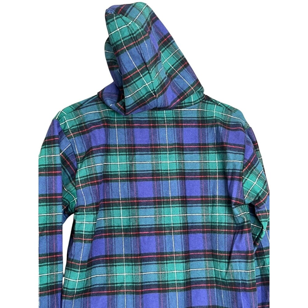 The Vermont Flannel Company 1/4 Button Up Plaid Hoodie Pullover Youth M (10-12) - Picture 9 of 10